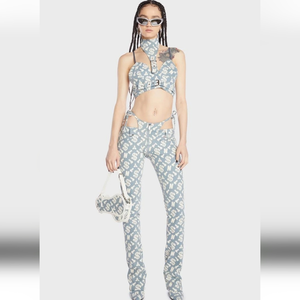 Namilia Monogram Thong Denim Jeans